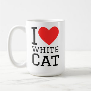 I love white cat coffee mug