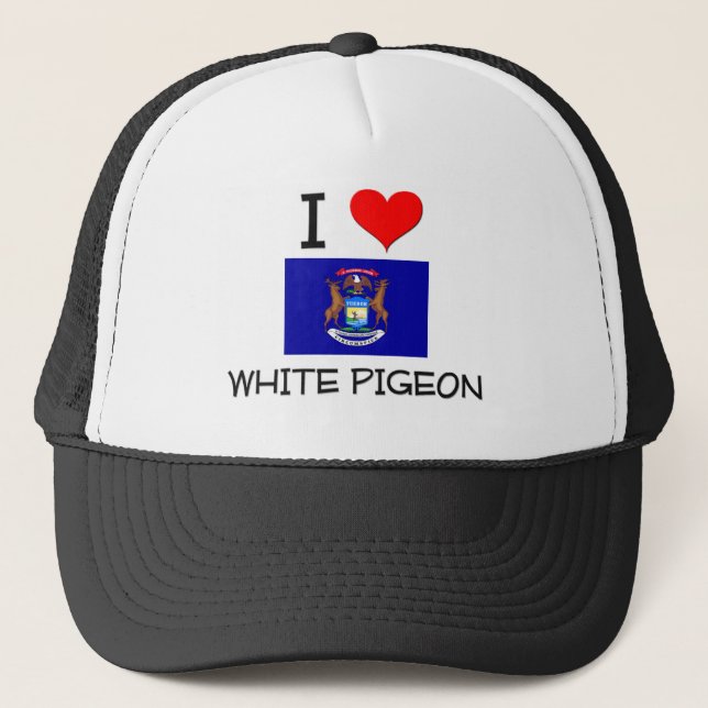 I Love White Pigeon Michigan Trucker Hat (Front)