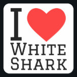 I love white shark square sticker<br><div class="desc">I love white shark ,  for animal kingdom lovers</div>