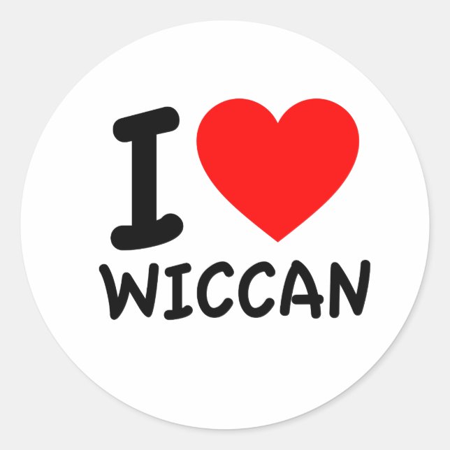 I Love Wiccan Classic Round Sticker (Front)