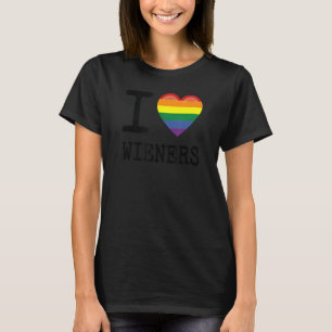 I Love Wieners a Rainbow Pride LGBTQ Gay Bisexual T-Shirt