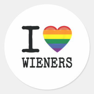 I Love Wieners A Rainbow Pride Lgbtq Gay Biual Hom Classic Round Sticker