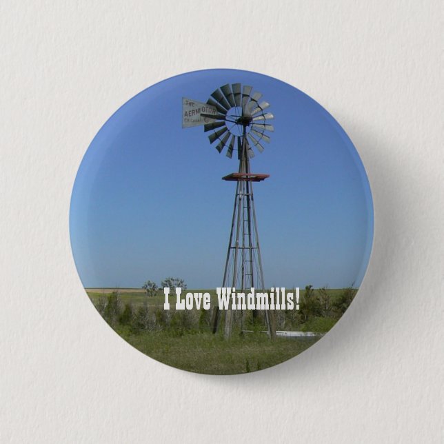 I Love Windmills! 2 Inch Round Button (Front)