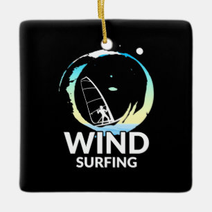 I Love Windsurfing Ceramic Ornament
