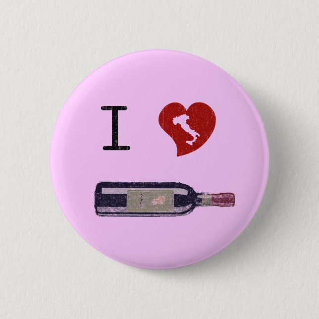 I Love Wine 2 Inch Round Button (Front)