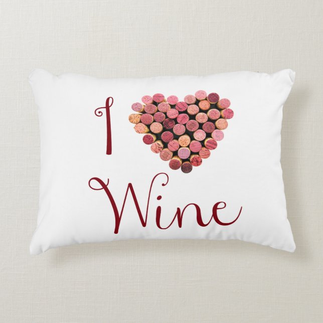 I Love Wine Accent Pillow (Front)