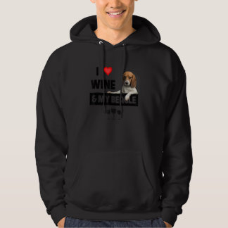 I Love Wine And My Beagle Mom Dad Hunting Dog Dr Hoodie