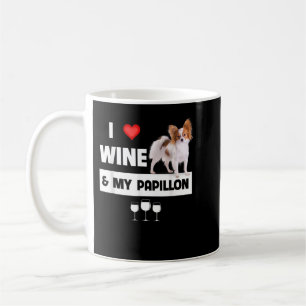 I Love Wine and My Papillon Mom Dad Dog Drinking P Coffee Mug