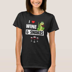 I Love Wine and Snakes Reptile Funny Drinking Glas T-Shirt