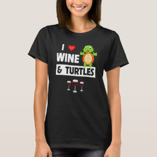 I Love Wine and Turtles Drinking Glass Tortoise Re T-Shirt