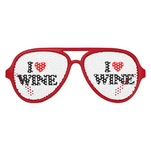 I LOVE WINE AVIATOR SUNGLASSES
