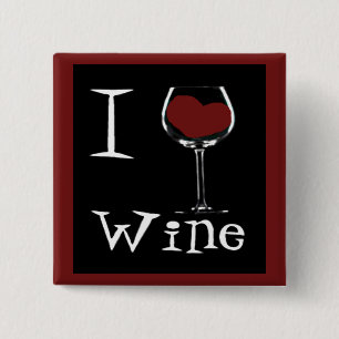 I Love Wine-Heart 2 Inch Square Button
