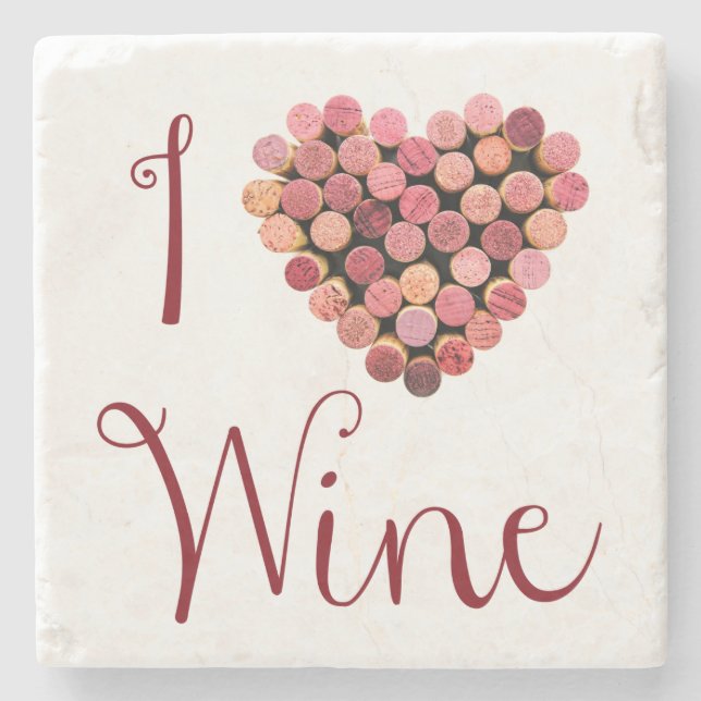 I Love Wine Stone Coaster (Front)
