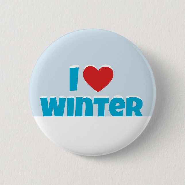 I love Winter 2 Inch Round Button (Front)
