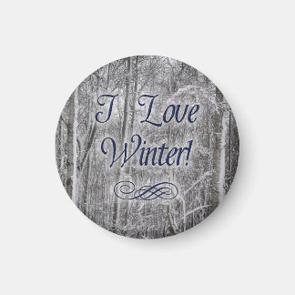 "I Love Winter" Arbres couverts de neige Magnet