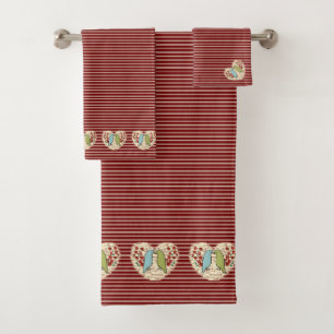 I Love Winter Birds and Berries  Bath Towel Set