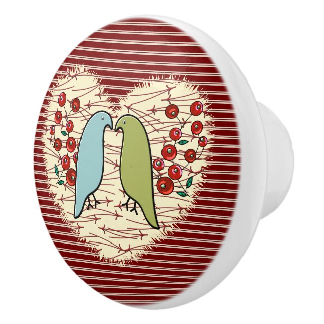 I Love Winter Birds and Berries  Ceramic Knob (Right)