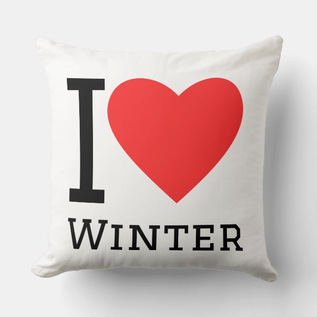 I love winter square sticker throw pillow (Front)
