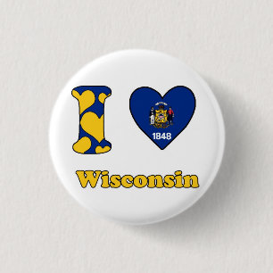 I love Wisconsin 1 Inch Round Button