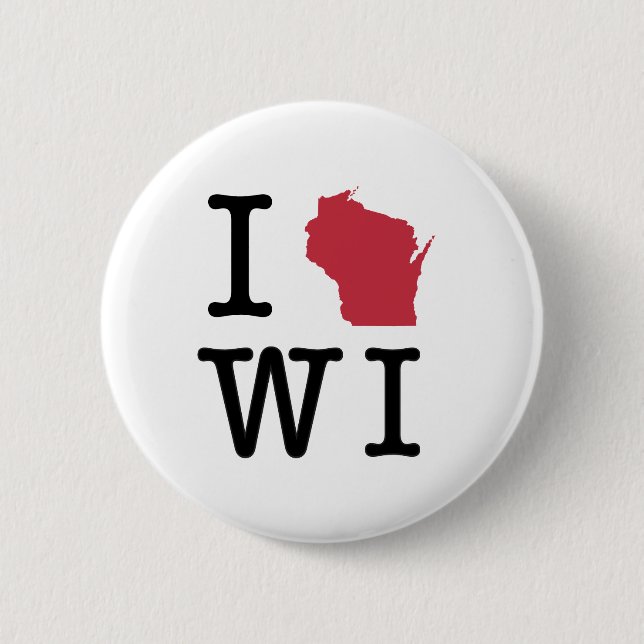 I Love Wisconsin 2 Inch Round Button (Front)