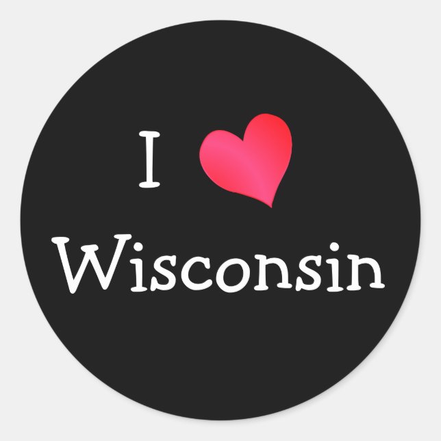 I Love Wisconsin Classic Round Sticker (Front)