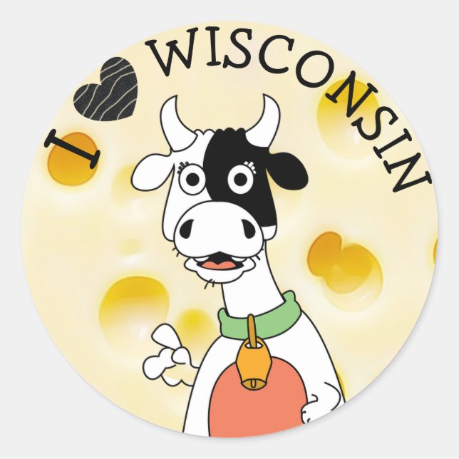 I Love Wisconsin Swiss Cheese and Cow Stickers (Devant)