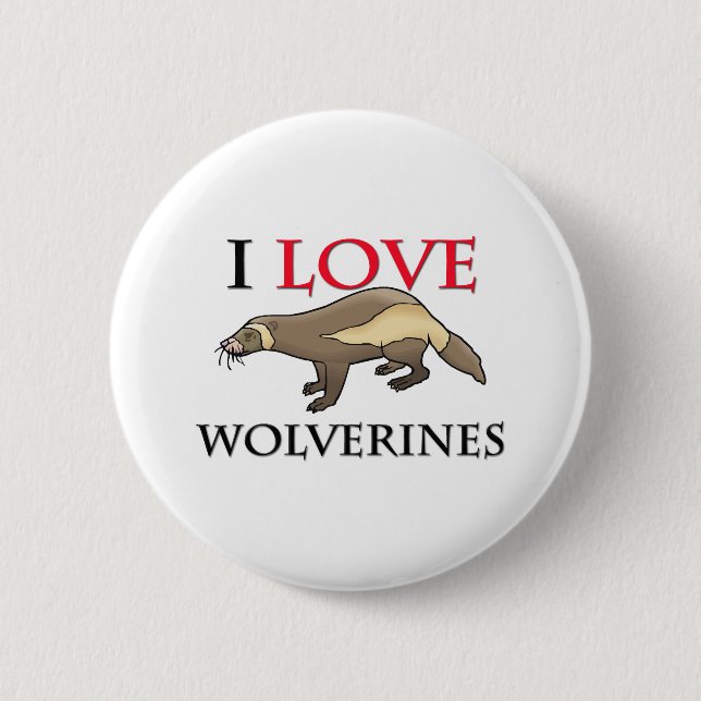 I Love Wolverines 2 Inch Round Button (Front)