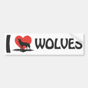 I love Wolves Bumper Sticker