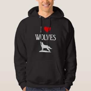 I Love Wolves I Heart Wolves Canidae Canine Gray W Hoodie