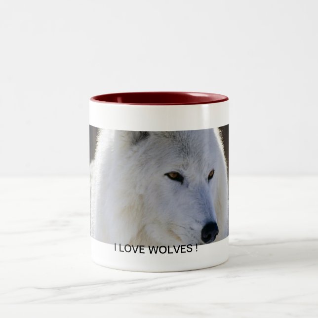 I Love Wolves Two-Tone Coffee Mug (Center)