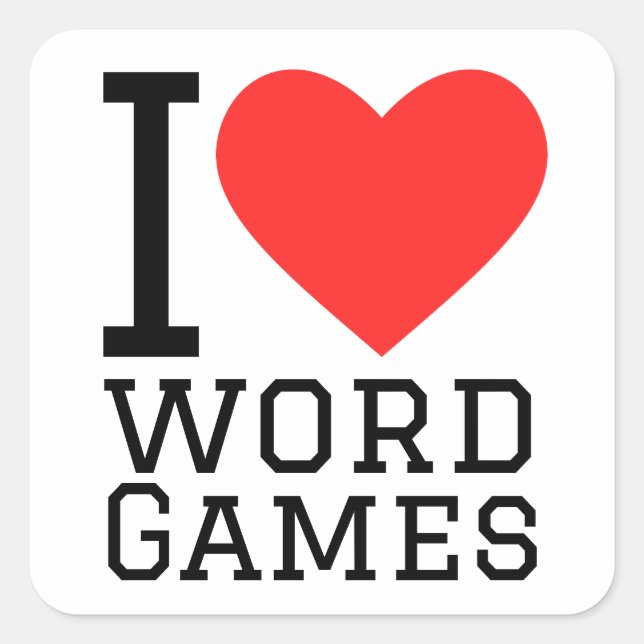 I love word games  square sticker (Front)