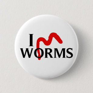 I Love Worms 2 Inch Round Button
