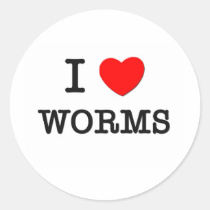 I Love WORMS Classic Round Sticker