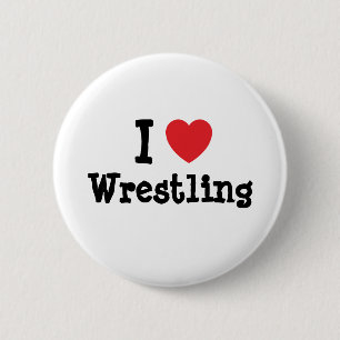 I love Wrestling heart custom personalized 2 Inch Round Button