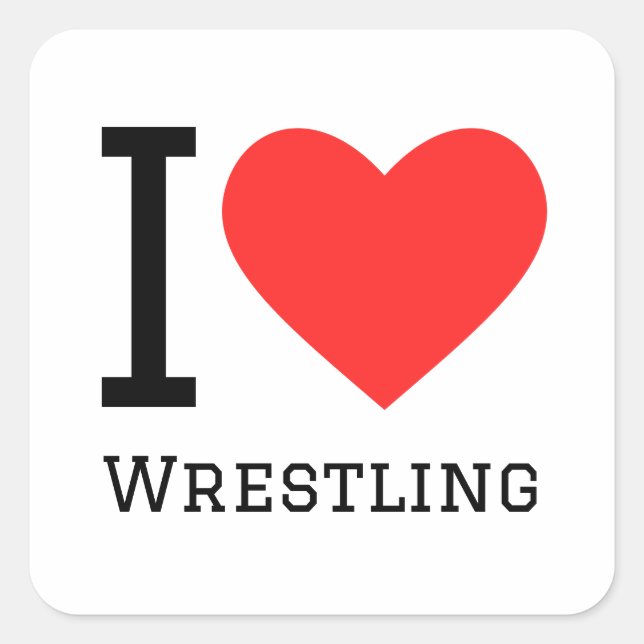 I love wrestling square sticker (Front)