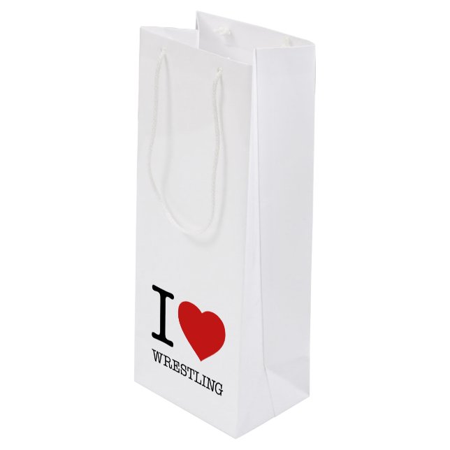 I LOVE WRESTLING WINE GIFT BAG (Front Angled)