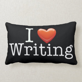 I Love Writing Black Lumbar Pillow