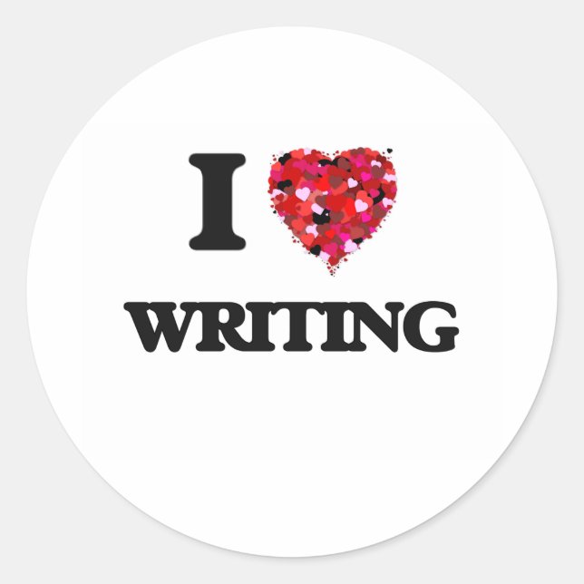 I Love Writing Classic Round Sticker (Front)