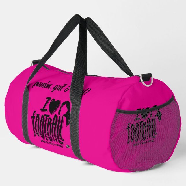 I Love WTF Pink Black Duffle Bag (Right Corner)