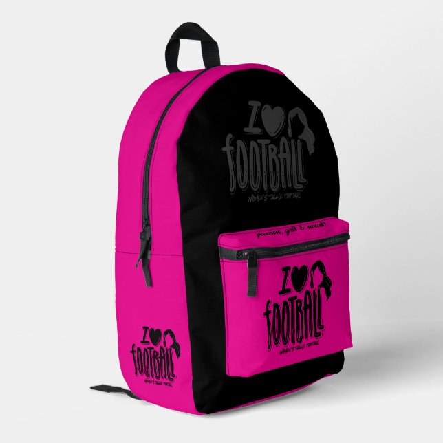 I Love WTF Pink Black Printed Backpack (Back Corner Left)