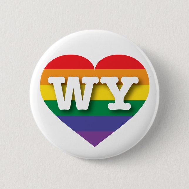 I Love Wyoming Rainbow Heart 2 Inch Round Button (Front)