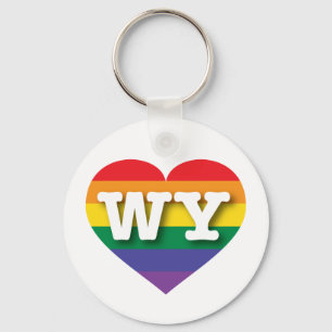 I Love Wyoming Rainbow Heart Keychain