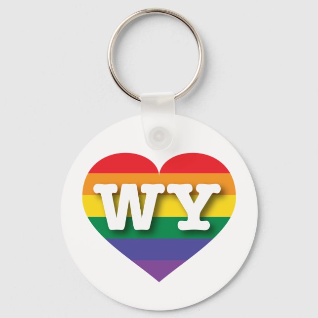I Love Wyoming Rainbow Heart Keychain (Front)