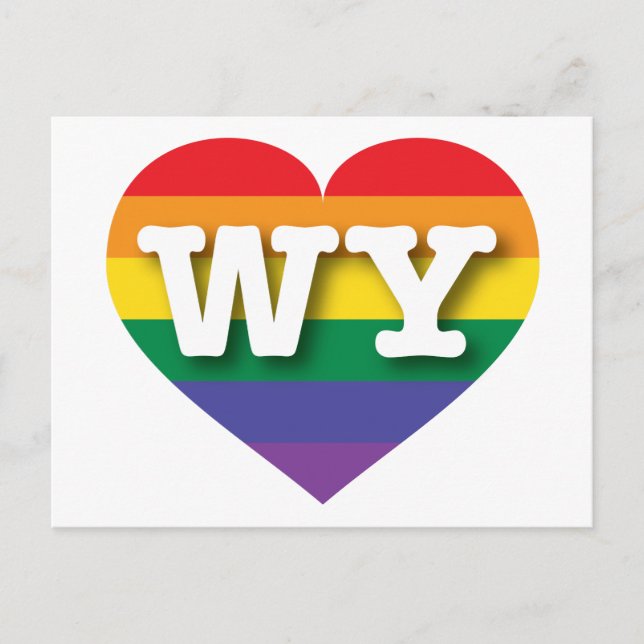 I Love Wyoming Rainbow Heart Postcard (Front)