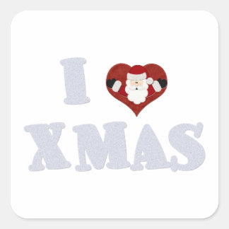 I Love Xmas Square Sticker