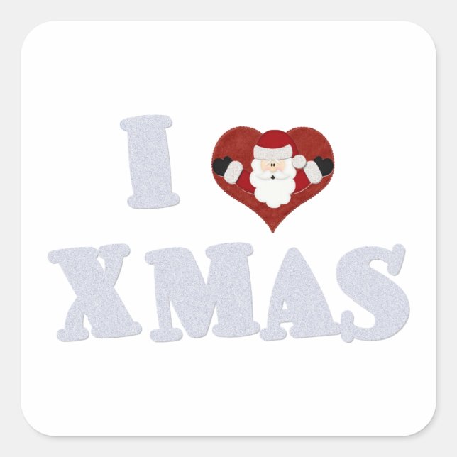 I Love Xmas Square Sticker (Front)