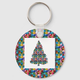 I LOVE XMAS : TREE jadded with PEARL JEWEL GEMS Keychain