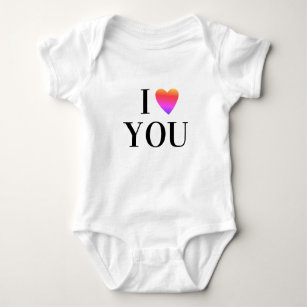 I love Y O U     Heart custom text YOU Baby Bodysu Baby Bodysuit