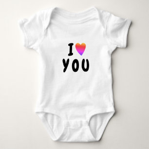 I love Y O U Heart custom text YOU Baby Bodysuit