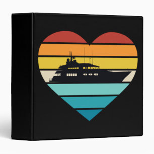 I Love Yacht Captain Ship Retro Sunset Binder